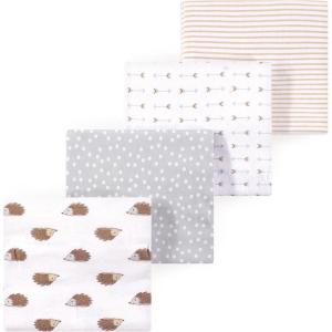 imageLuvable Friends Little Treasure Flannel Receiving Blankets 4pkForest Hedgehogs