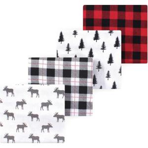 imageLuvable Friends Little Treasure Flannel Receiving Blankets 4pkForest Moose