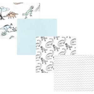imageLuvable Friends Little Treasure Flannel Receiving Blankets 4pkGray Dinosaur Journey