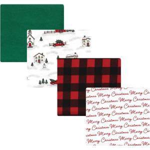 imageLuvable Friends Little Treasure Flannel Receiving Blankets 4pkHoliday Village