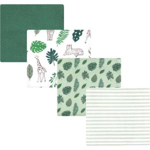 imageLuvable Friends Little Treasure Flannel Receiving Blankets 4pkJungle Green