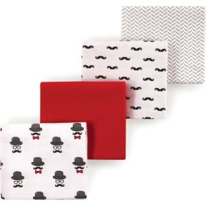imageLuvable Friends Little Treasure Flannel Receiving Blankets 4pkMustache Print