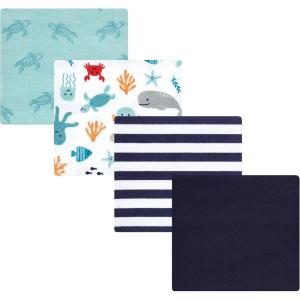 imageLuvable Friends Little Treasure Flannel Receiving Blankets 4pkOcean Pals