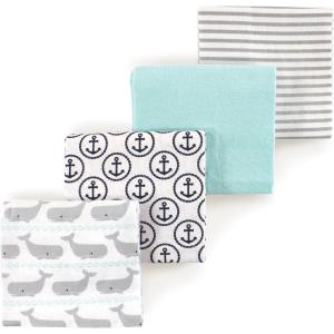 imageLuvable Friends Little Treasure Flannel Receiving Blankets 4pkOcean Whale