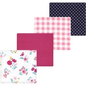 imageLuvable Friends Little Treasure Flannel Receiving Blankets 4pkPink Butterfly Meadow