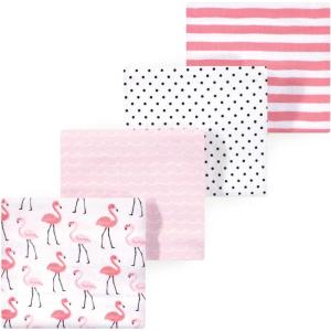 imageLuvable Friends Little Treasure Flannel Receiving Blankets 4pkPink Flamingo