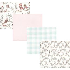 imageLuvable Friends Little Treasure Flannel Receiving Blankets 4pkPink Forest Friends
