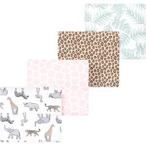 imageLuvable Friends Little Treasure Flannel Receiving Blankets 4pkPink Safari Fun
