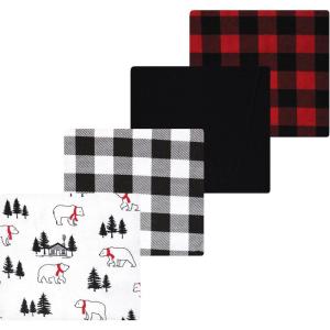 imageLuvable Friends Little Treasure Flannel Receiving Blankets 4pkPlaid Bear