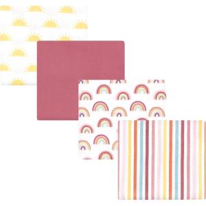 imageLuvable Friends Little Treasure Flannel Receiving Blankets 4pkRainbow Sunshine