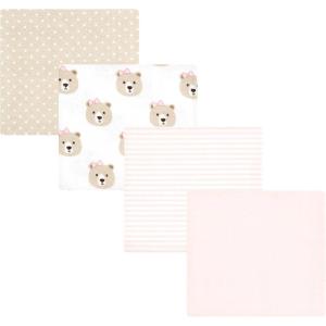 imageLuvable Friends Little Treasure Flannel Receiving Blankets 4pkRosy Taupe Bear