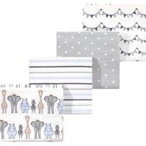 imageLuvable Friends Little Treasure Flannel Receiving Blankets 4pkRoyal Safari Wildlife