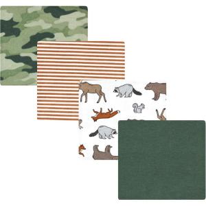 imageLuvable Friends Little Treasure Flannel Receiving Blankets 4pkWoodland Animal Adventure