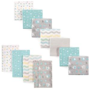 imageLuvable Friends Unisex Baby Cotton Flannel Burp Cloths and Receiving Blankets 11Piece Girl Feathers One SizeBasic Elephant