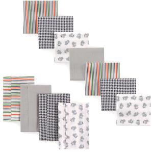 imageLuvable Friends Unisex Baby Cotton Flannel Burp Cloths and Receiving Blankets 11Piece Girl Feathers One SizeDog