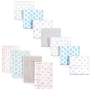 imageLuvable Friends Unisex Baby Cotton Flannel Burp Cloths and Receiving Blankets 11Piece Girl Feathers One SizeElephant