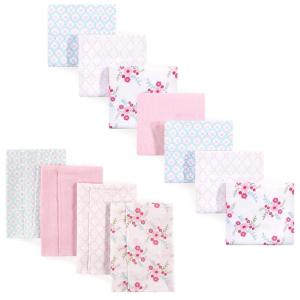 imageLuvable Friends Unisex Baby Cotton Flannel Burp Cloths and Receiving Blankets 11Piece Girl Feathers One SizeFloral