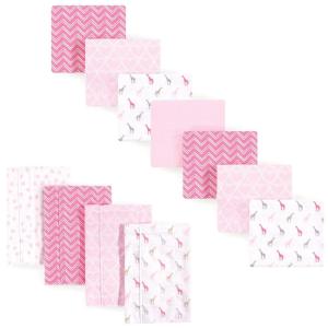 imageLuvable Friends Unisex Baby Cotton Flannel Burp Cloths and Receiving Blankets 11Piece Girl Feathers One SizeGiraffe