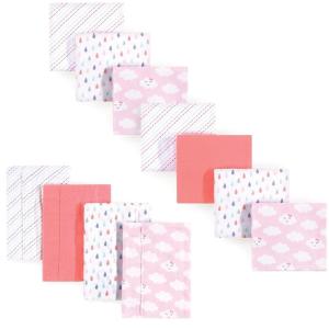 imageLuvable Friends Unisex Baby Cotton Flannel Burp Cloths and Receiving Blankets 11Piece Girl Feathers One SizeGirl Clouds