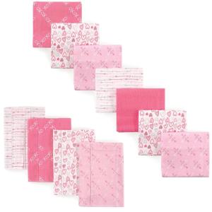 imageLuvable Friends Unisex Baby Cotton Flannel Burp Cloths and Receiving Blankets 11Piece Girl Feathers One SizeLove