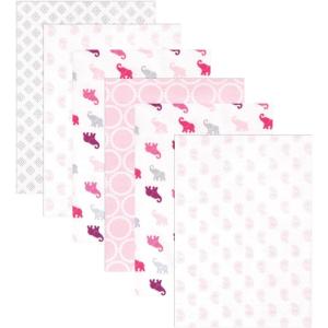 imageLuvable Friends Unisex Baby Cotton Flannel Receiving Blankets Basic Elephant 8Piece One SizeElephants 6pack