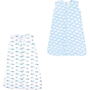 imageLuvable Friends Unisex Baby Sleeveless Jersey Cotton Sleeping Bag Sack BlanketAirplane Clouds Jersey 2pack