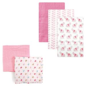 imageMuslin Swaddle Blanket 5PackBirdiesPink Elephant