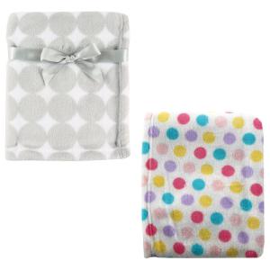 imageCoral Fleece ampamp Fleece Blanket 2PackGray DotsPink Dots