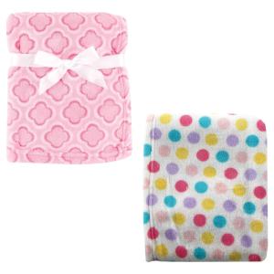 imageCoral Fleece ampamp Fleece Blanket 2PackPink CloverPink Dots