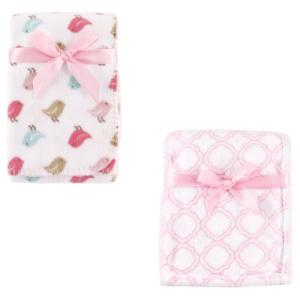 imageCoral Fleece ampamp Fleece Blanket 2PackPink LatticeBirdies