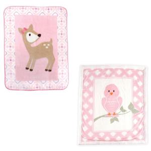 imageHigh Pile ampamp Sherpa Blanket 2PackBirdDeer