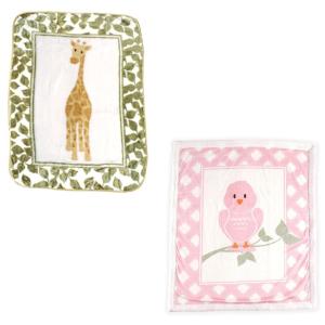 imageHigh Pile ampamp Sherpa Blanket 2PackBirdGiraffe