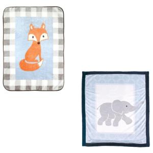 imageHigh Pile ampamp Sherpa Blanket 2PackElephantFox