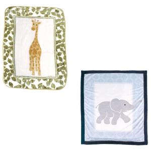 imageHigh Pile ampamp Sherpa Blanket 2PackElephantGiraffe