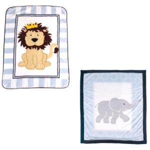 imageHigh Pile ampamp Sherpa Blanket 2PackElephantLion