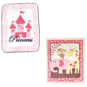 imageHigh Pile ampamp Sherpa Blanket 2PackPink SafariPrincess