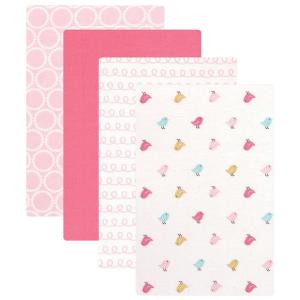 imageLuvable Friends Unisex Baby Cotton Flannel Receiving Blankets Basic Elephant 4Pack One SizeBirdies 4pack