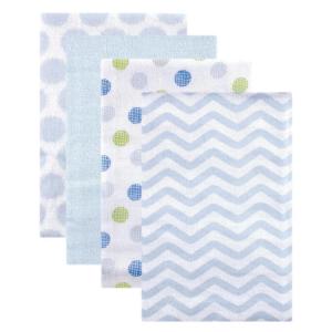 imageLuvable Friends Unisex Baby Cotton Flannel Receiving Blankets Basic Elephant 4Pack One SizeBlue Dots 4pack