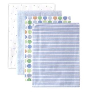 imageLuvable Friends Unisex Baby Cotton Flannel Receiving Blankets Basic Elephant 4Pack One SizeBlue Stripes