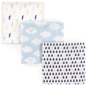imageLuvable Friends Unisex Baby Cotton Flannel Receiving Blankets Basic Elephant 4Pack One SizeBoy Clouds 3pack