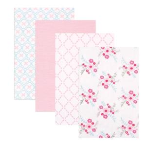 imageLuvable Friends Unisex Baby Cotton Flannel Receiving Blankets Basic Elephant 4Pack One SizeFloral 4pack