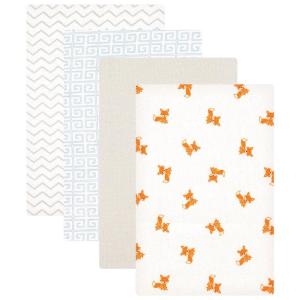 imageLuvable Friends Unisex Baby Cotton Flannel Receiving Blankets Basic Elephant 4Pack One SizeFox 4pack