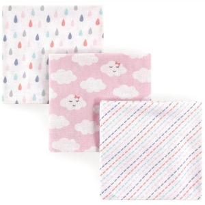 imageLuvable Friends Unisex Baby Cotton Flannel Receiving Blankets Basic Elephant 4Pack One SizeGirl Clouds 3pack