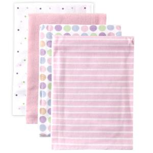 imageLuvable Friends Unisex Baby Cotton Flannel Receiving Blankets Basic Elephant 4Pack One SizePink Stripe 4pack