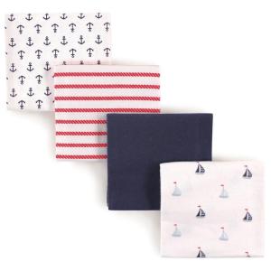 imageLuvable Friends Unisex Baby Cotton Flannel Receiving Blankets Basic Elephant 4Pack One SizeSailboat