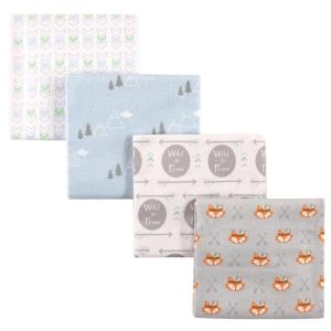 imageLuvable Friends Unisex Baby Cotton Flannel Receiving Blankets Basic Elephant 4Pack One SizeWild Free