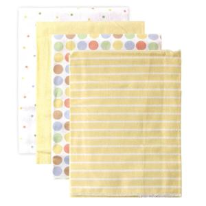 imageLuvable Friends Unisex Baby Cotton Flannel Receiving Blankets Basic Elephant 4Pack One SizeYellow