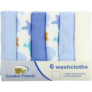 imageLuvable Friends Unisex Baby Cotton Rich Washcloths Blue Sea Creatures One SizeBlue Sea Creatures