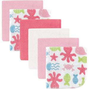 imageLuvable Friends Unisex Baby Cotton Rich Washcloths Blue Sea Creatures One SizePink Sea Creatures