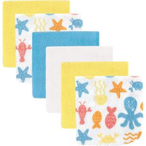 imageLuvable Friends Unisex Baby Cotton Rich Washcloths Blue Sea Creatures One SizeYellow Sea Creatures